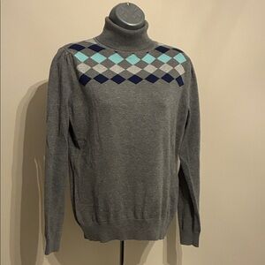 Y2K Izod Gray‎ Argyle women’s turtleneck Sweater
